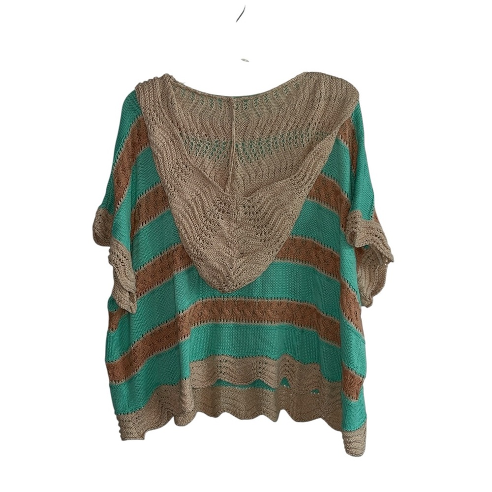 BiBi Green and Tan Striped Crochet Knit Top Size Medium - Picture 5 of 10